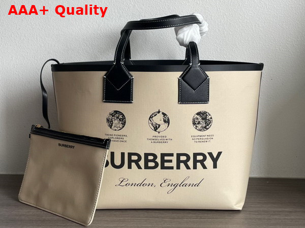Burberry Small London Tote Bag in Cotton and Leather Replica