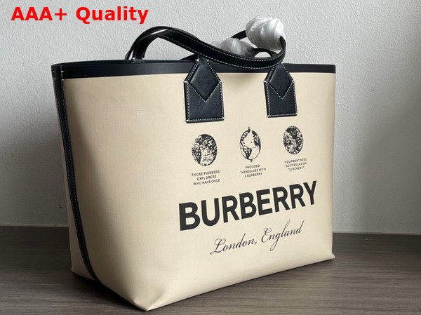 Burberry Small London Tote Bag in Cotton and Leather Replica
