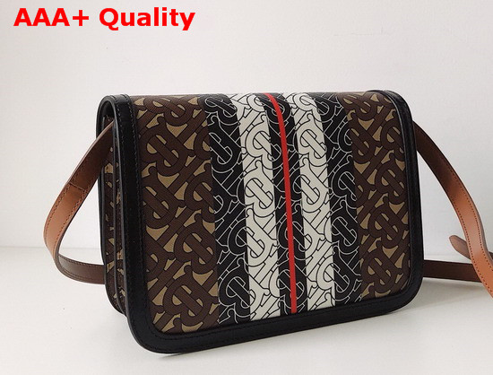 Burberry Small Monogram Stripe E Canvas TB Bag Bridle Brown Replica