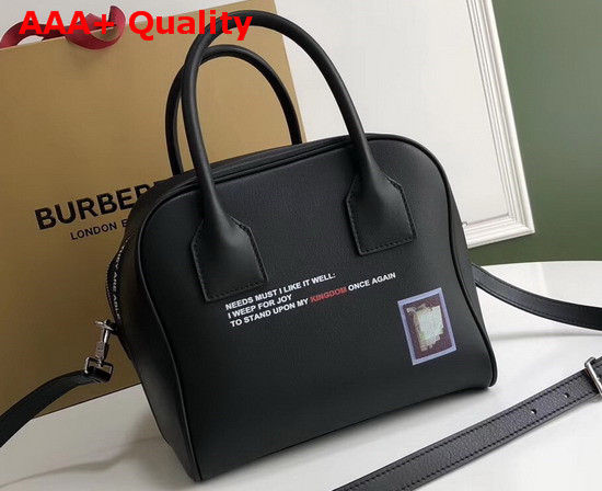 Burberry Small Montage Print Leather Cube Bag in Black Replica