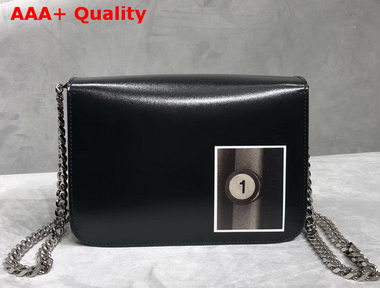 Burberry Small Montage Print Leather TB Bag Black Calf Leather Replica