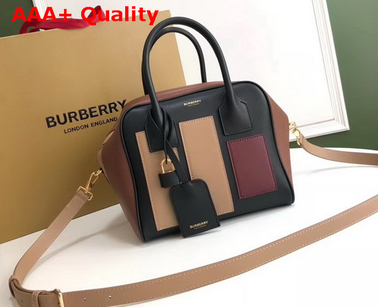 Burberry Small Panelled Leather Cube Bag Black Replica