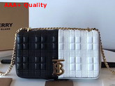 Burberry Small Quilted Check Two Tone Lambskin Lola Bag White and Black Replica