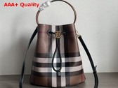 Burberry Small TB Bucket Bag in Dark Birch Brown Burberry Check Replica