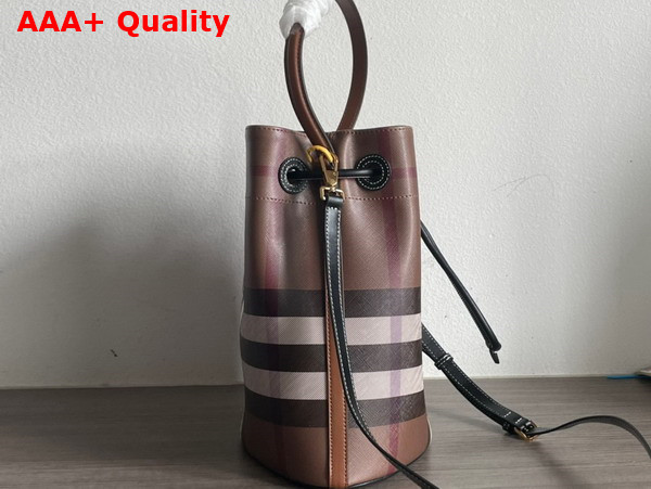 Burberry Small TB Bucket Bag in Dark Birch Brown Burberry Check Replica