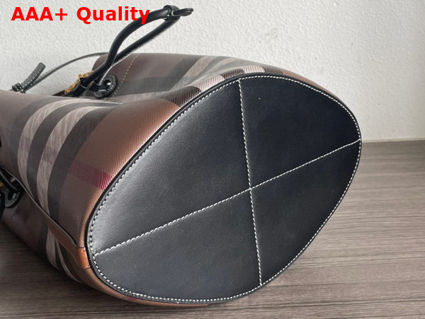 Burberry Small TB Bucket Bag in Dark Birch Brown Burberry Check Replica