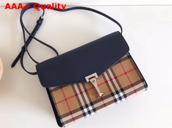 Burberry Small Vintage Check and Leather Crossbody Bag Regency Blue Replica