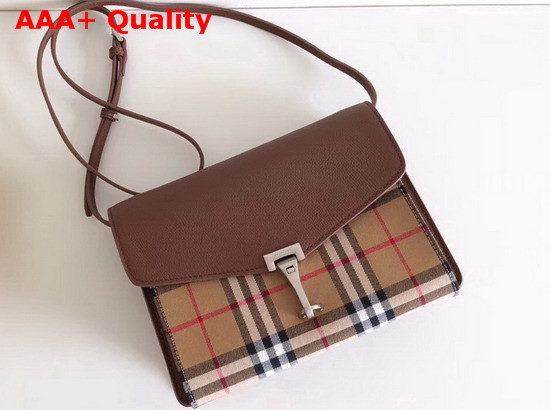Burberry Small Vintage Check and Leather Crossbody Bag Tan Replica