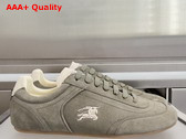 Burberry Suede Knight Runner Sneakers Airforce Green and Tawny Beige Replica