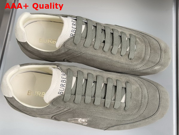 Burberry Suede Knight Runner Sneakers Airforce Green and Tawny Beige Replica