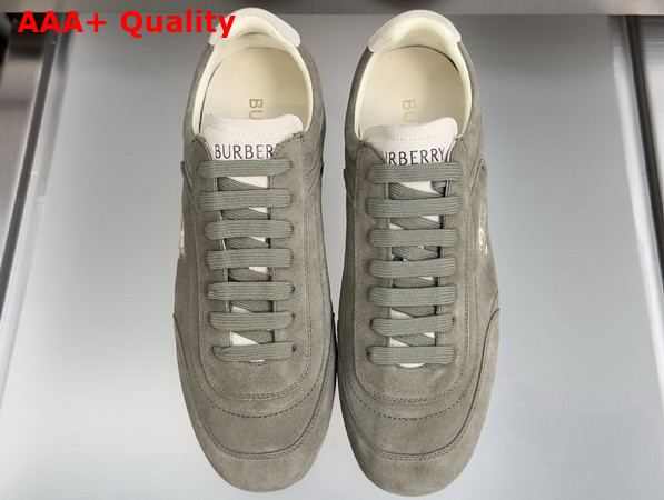 Burberry Suede Knight Runner Sneakers Airforce Green and Tawny Beige Replica