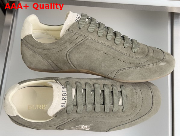 Burberry Suede Knight Runner Sneakers Airforce Green and Tawny Beige Replica