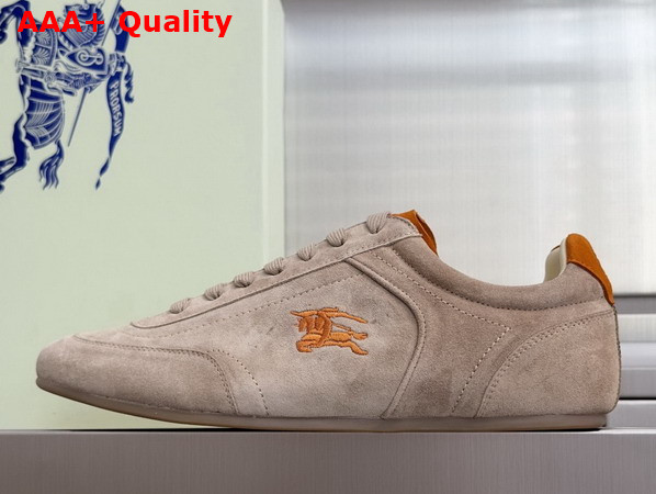 Burberry Suede Knight Runner Sneakers Flax Beige and Pumpkin Orange Replica