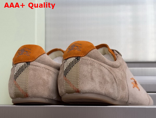Burberry Suede Knight Runner Sneakers Flax Beige and Pumpkin Orange Replica
