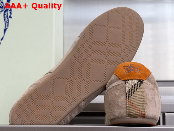 Burberry Suede Knight Runner Sneakers Flax Beige and Pumpkin Orange Replica