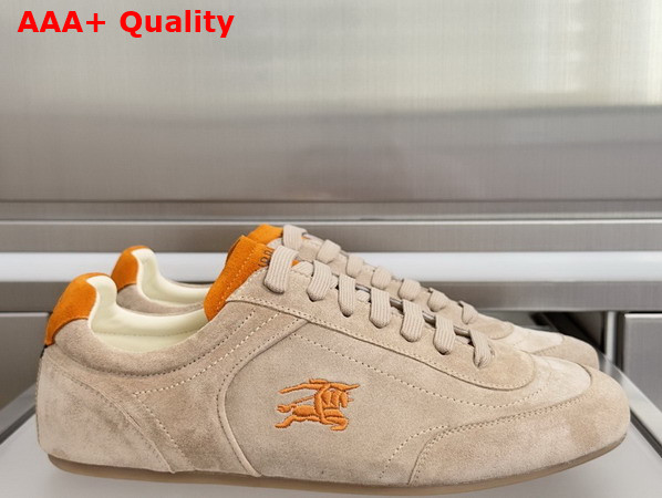 Burberry Suede Knight Runner Sneakers Flax Beige and Pumpkin Orange Replica