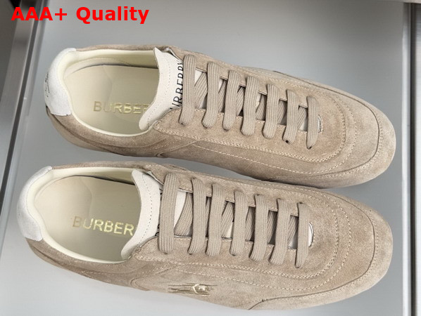 Burberry Suede Knight Runner Sneakers in Flax Beige Replica