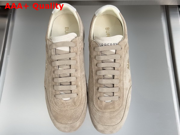 Burberry Suede Knight Runner Sneakers in Flax Beige Replica