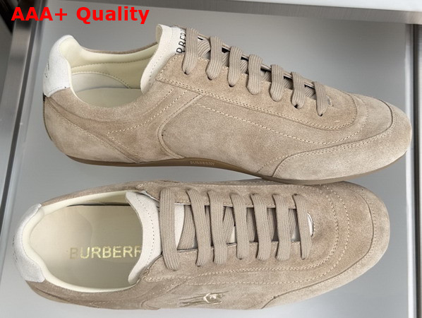 Burberry Suede Knight Runner Sneakers in Flax Beige Replica