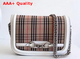 Burberry The 1983 Check Link Bag with Leather Trim Chalk White Replica