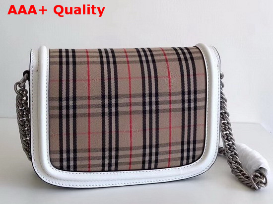 Burberry The 1983 Check Link Bag with Leather Trim Chalk White Replica