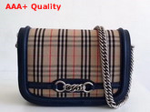 Burberry The 1983 Check Link Bag with Leather Trim Ink Blue Replica