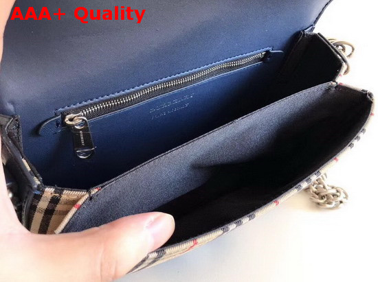 Burberry The 1983 Check Link Bag with Leather Trim Ink Blue Replica