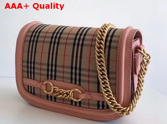 Burberry The 1983 Check Link Bag with Leather Trim Peach Replica