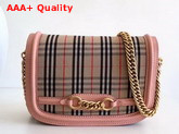 Burberry The 1983 Check Link Bag with Leather Trim Peach Replica