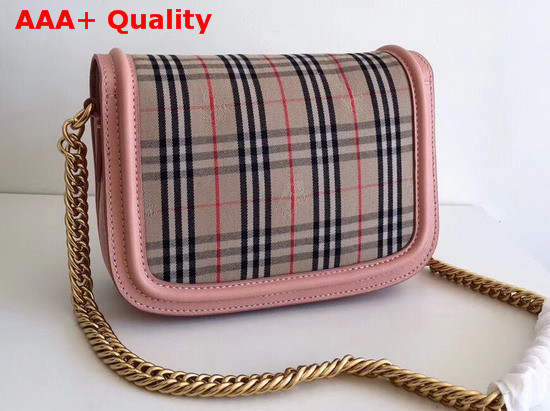 Burberry The 1983 Check Link Bag with Leather Trim Peach Replica