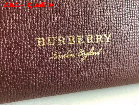 Burberry The Small Banner in Leather and House Check Mahogany Red Replica