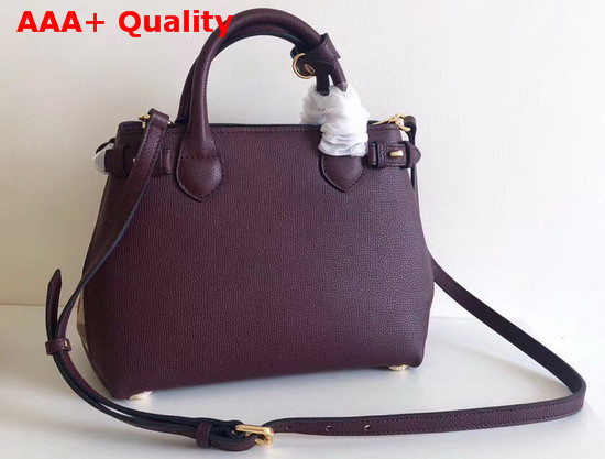 Burberry The Small Banner in Leather and House Check Mahogany Red Replica