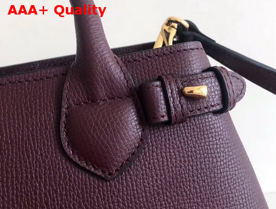 Burberry The Small Banner in Leather and House Check Mahogany Red Replica