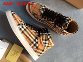 Burberry Vintage Check Cotton High Top Sneakers Antique Yellow Replica