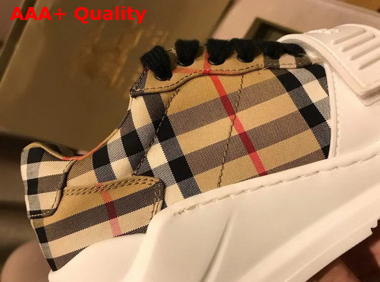 Burberry Vintage Check Cotton Sneakers with an Accentuated Tread Antique Yellow Replica