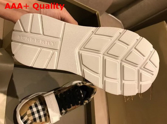 Burberry Vintage Check Cotton Sneakers with an Accentuated Tread Antique Yellow Replica