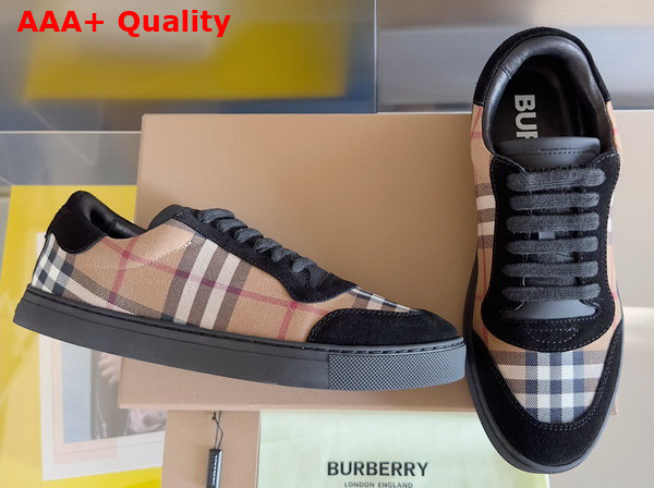 Burberry Vintage Check Cotton and Suede Sneakers in Brich Brown for Men Replica