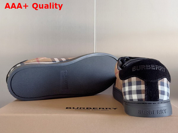 Burberry Vintage Check Cotton and Suede Sneakers in Brich Brown for Men Replica