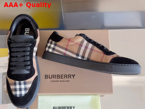 Burberry Vintage Check Cotton and Suede Sneakers in Brich Brown for Men Replica