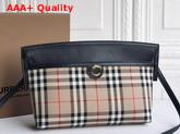 Burberry Vintage Check and Leather Society Clutch Archive Beige Black Replica