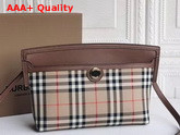 Burberry Vintage Check and Leather Society Clutch Archive Beige Tan Replica