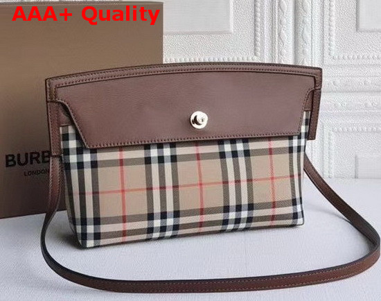 Burberry Vintage Check and Leather Society Clutch Archive Beige Tan Replica
