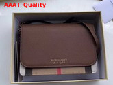 Burberry Vintage Check and Leather Wallet with Detachable Strap Brown Replica