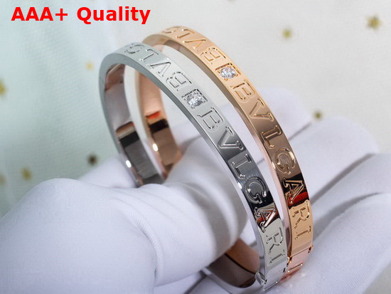 BVLGARI BVLGARI 18 kt Rose Gold Bangle Bracelet with Diamonds Replica