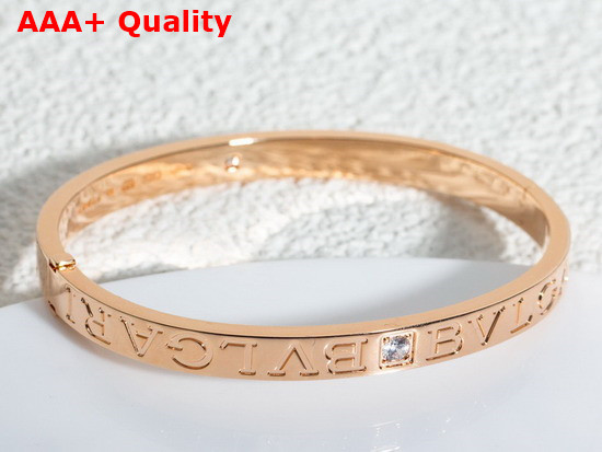 BVLGARI BVLGARI 18 kt Rose Gold Bangle Bracelet with Diamonds Replica