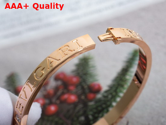 BVLGARI BVLGARI 18 kt Rose Gold Bangle Bracelet with Diamonds Replica