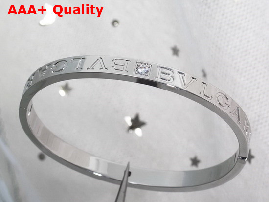 BVLGARI BVLGARI 18 kt White Gold Bangle Bracelet with Diamonds Replica