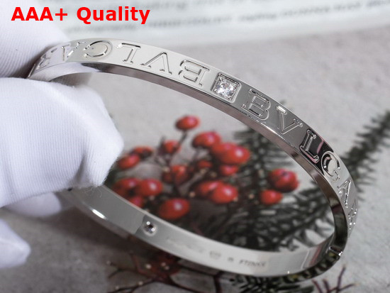 BVLGARI BVLGARI 18 kt White Gold Bangle Bracelet with Diamonds Replica