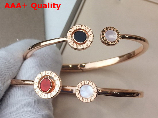 Bvlgari 18kt Rose Gold Flip Bracelet with Mother of Pearl and Carnelian Replica