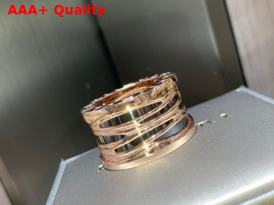 Bvlgari B Zero1 Ring in 18kt Rose Gold and Black Ceramic Replica